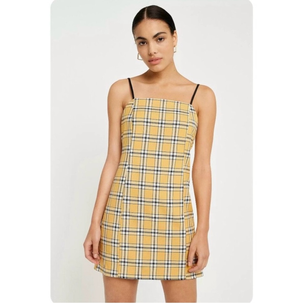 Urban outfitters yellow plaid mini clueless dress